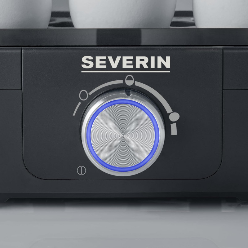 Αυγομάγειρα Severin EK 3166, 420W, 6 αυγά, Ένδειξη ήχου, Ρυθμιζόμενο επίπεδο σταθερότητας, Μαύρο/ασημί