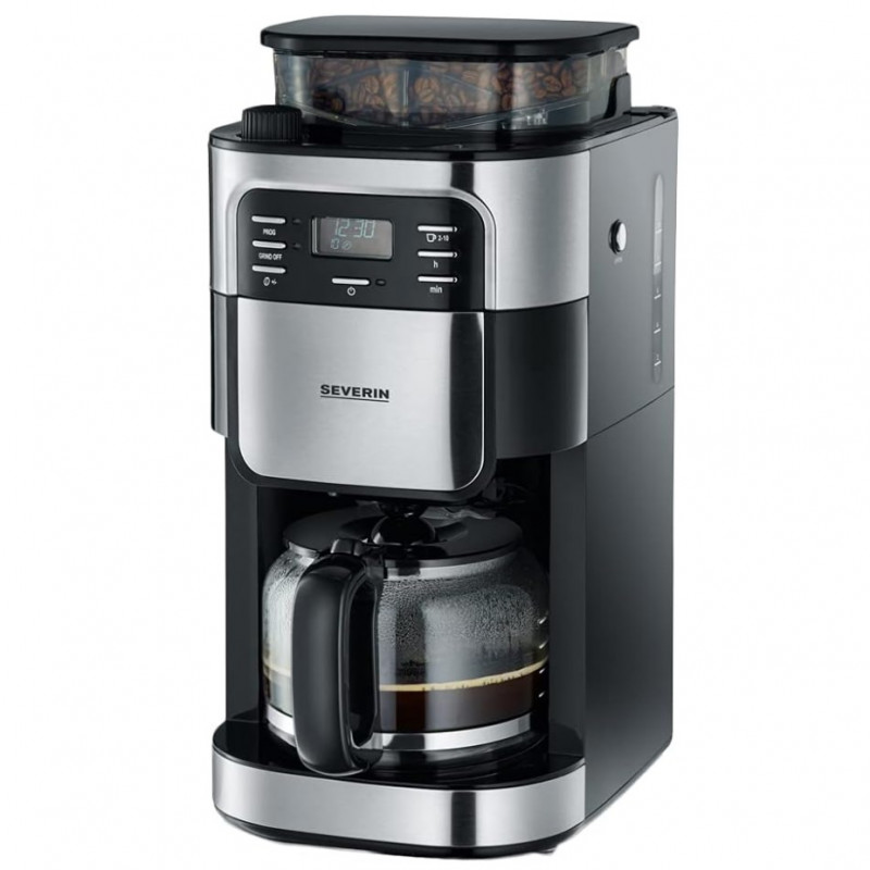 Καφετιέρα Severin KA 4810, 1000W, 1,35 l, οθόνη LCD, 3 ρυθμίσεις, Μαύρο/Ασημί