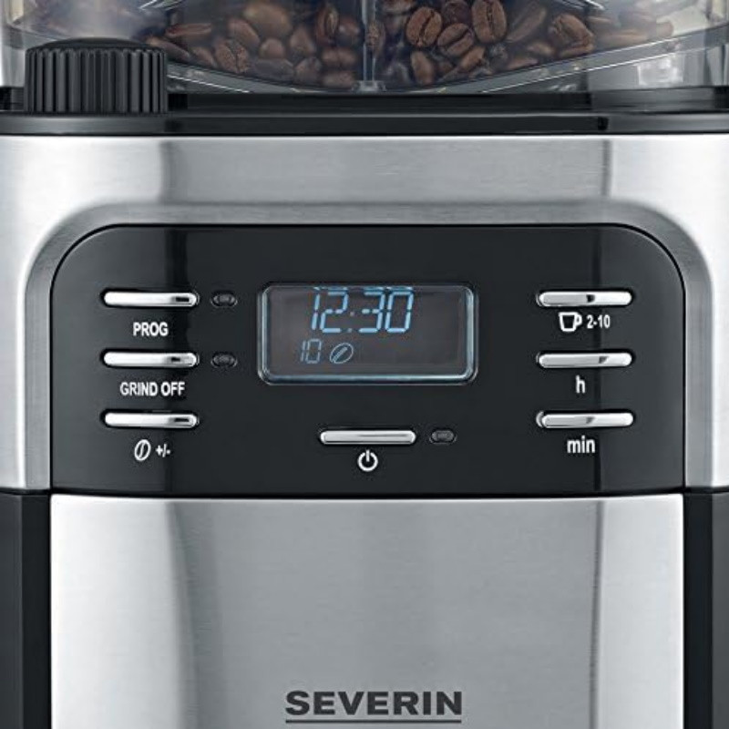Καφετιέρα Severin KA 4810, 1000W, 1,35 l, οθόνη LCD, 3 ρυθμίσεις, Μαύρο/Ασημί