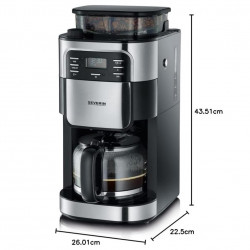 Καφετιέρα Severin KA 4810, 1000W, 1,35 l, οθόνη LCD, 3 ρυθμίσεις, Μαύρο/Ασημί