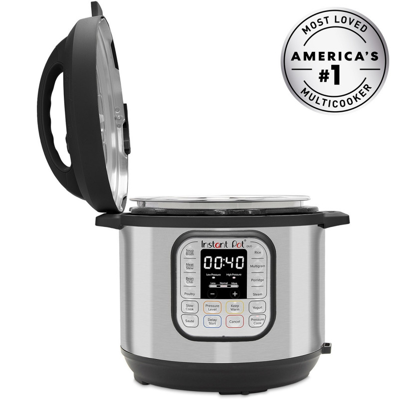 Πολυμάγειρας  Instant Pot Duo 80113006101, 1200W, 7,6 l, 13 προγράμματα, Για 8-12 μερίδες, Λειτουργία ρύθμισης και λήξεως, Ασημί