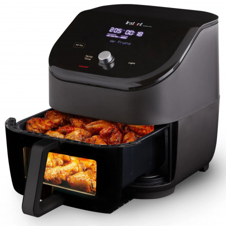 Φριτέζα ζεστού αέρα Instant Pot Vortex Plus Clearcook 140309701, 1700W, 5,7 l, 6 προγράμματα, 35-205C, Εσωτερικό φως, Μαύρο