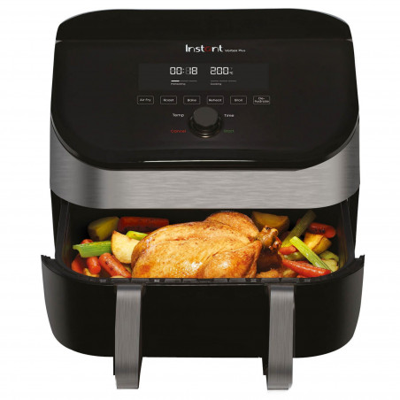 Φριτέζα ζεστού αέρα Instant Pot Vortex Plus VersaZone ClearCook 140410001, 2 ζώνες, 1700W, 8,5 l, 6 προγράμματα, SyncCook, SyncFinish, Μαύρο/γκρι