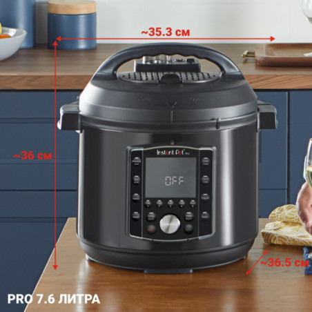 Πολυμάγειρα Instant Pot PRO 8 113005701, 1400W, 7,6 l, 28 προγράμματα, 11 Safety Systems, Μαύρο