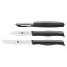 Σετ κοπής και αποφλοίωσης Zwilling TWIN Grip 38738000, 3 τεμάχια, Ανοξείδωτο ατσάλι 18/10, Λεπίδες με σκλήρυνση πάγου FRIODUR, ανθεκτικές στη διάβρωση, Ασημί/Μαύρο