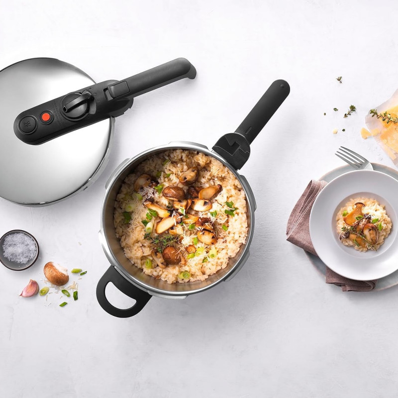 Χύτρα ταχύτητας Zwilling EcoQuick II 64243422, 4 l, 22 cm, 2 ρυθμίσεις, Βαλβίδα ασφαλείας, Ανοξείδωτο ατσάλι 18/10, Επαγωγή, Ασημί