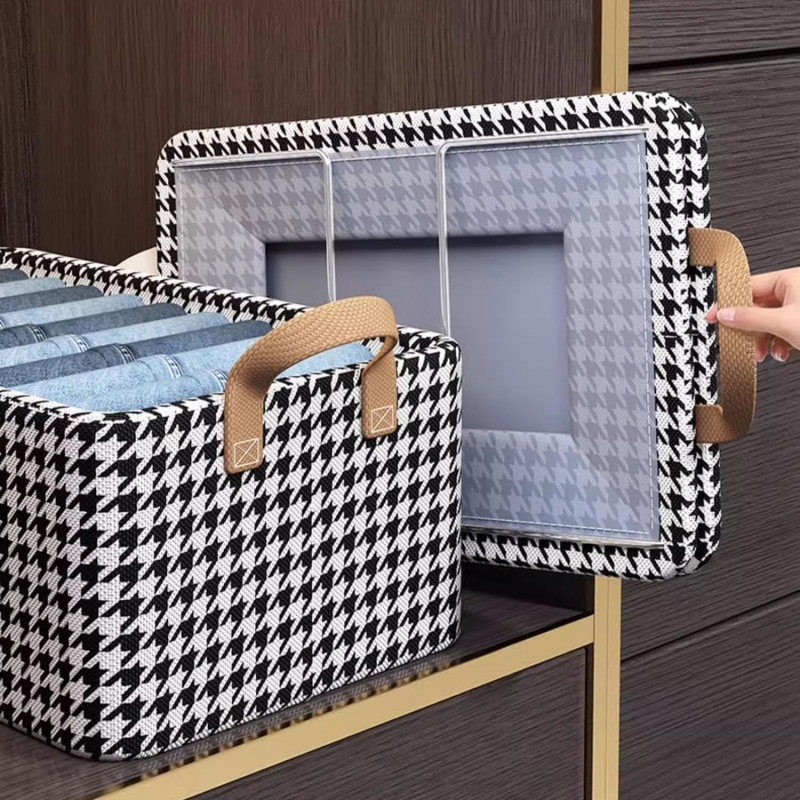 Καλάθι αποθήκευσης CADDY 2514, 47x28x20 cm, Πτυσσόμενο, Μαύρο/Λευκό