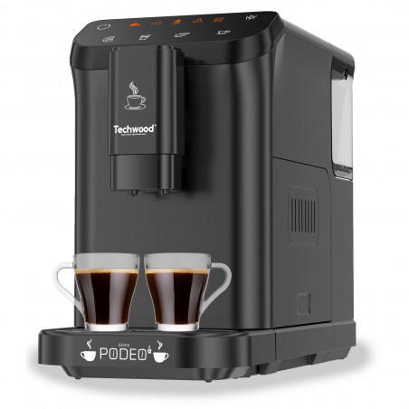Μηχανή εσπρέσο Techwood TCA-1315AEX, 1350W, 15 bar, 1,5 l, 4 λειτουργίες, κουμπιά αφής, ενσωματωμένος μύλος καφέ με 15 ρυθμίσεις, Μαύρο