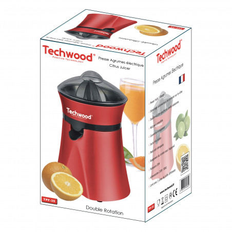 Στίφτης Techwood TPF-35, 20W, 1 l, Push start, 2 κώνοι, Διαφανές καπάκι, Κόκκινο