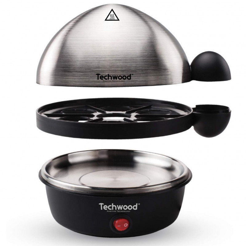Αυγομάγειρα Techwood TO-007 , 350W, Μέχρι 7 βρασμένα αυγά, Λειτουργία τηγανίσματος μέχρι 4 αυγά, Συναγερμός, Μαύρο/inox
