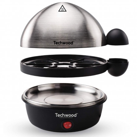 Αυγομάγειρα Techwood TO-007 , 350W, Μέχρι 7 βρασμένα αυγά, Λειτουργία τηγανίσματος μέχρι 4 αυγά, Συναγερμός, Μαύρο/inox