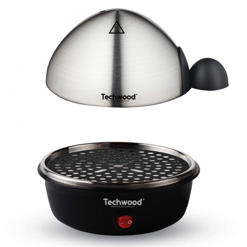 Αυγομάγειρα Techwood TO-007 , 350W, Μέχρι 7 βρασμένα αυγά, Λειτουργία τηγανίσματος μέχρι 4 αυγά, Συναγερμός, Μαύρο/inox
