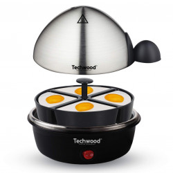 Αυγομάγειρα Techwood TO-007 , 350W, Μέχρι 7 βρασμένα αυγά, Λειτουργία τηγανίσματος μέχρι 4 αυγά, Συναγερμός, Μαύρο/inox