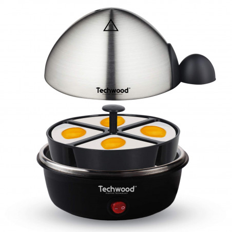 Αυγομάγειρα Techwood TO-007 , 350W, Μέχρι 7 βρασμένα αυγά, Λειτουργία τηγανίσματος μέχρι 4 αυγά, Συναγερμός, Μαύρο/inox