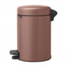 Κάδος με πεντάλ Brabantia NewIcon 1008837, 3 L, Ομαλό κλείσιμο, Αντιολισθητική βάση, Σατινέ φινίρισμα, Καφέ