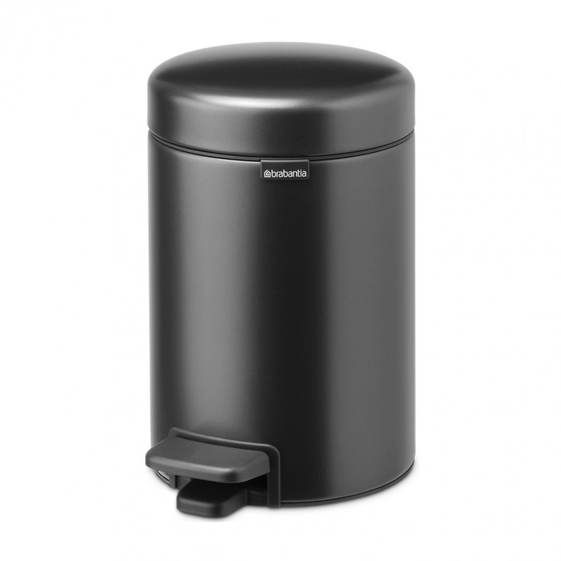 Κάδος απορριμμάτων με πεντάλ Brabantia NewIcon 1008834, 3 L, Ομαλό κλείσιμο, Αντιολισθητική βάση, Σκούρο γκρι