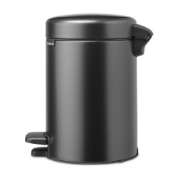 Κάδος απορριμμάτων με πεντάλ Brabantia NewIcon 1008834, 3 L, Ομαλό κλείσιμο, Αντιολισθητική βάση, Σκούρο γκρι