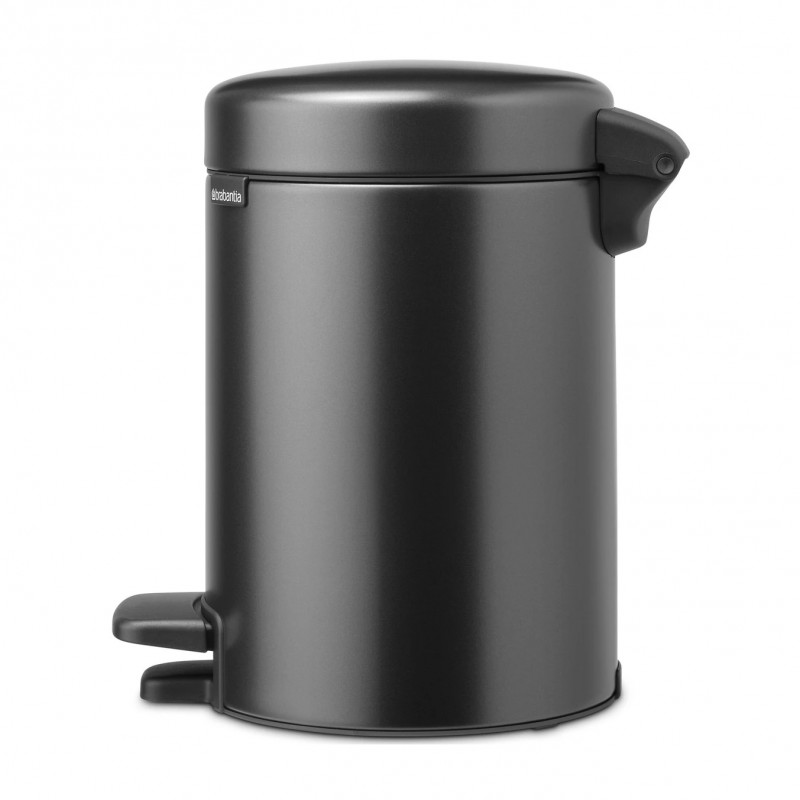 Κάδος απορριμμάτων με πεντάλ Brabantia NewIcon 1008834, 3 L, Ομαλό κλείσιμο, Αντιολισθητική βάση, Σκούρο γκρι
