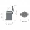 Κάδος απορριμμάτων με πεντάλ Brabantia NewIcon 1008834, 3 L, Ομαλό κλείσιμο, Αντιολισθητική βάση, Σκούρο γκρι