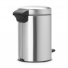 Κάδος απορριμμάτων με πεντάλ Brabantia NewIcon 648998, 3 L, Εύκολο κλείσιμο, Αντιολισθητική βάση, Inox/Matte