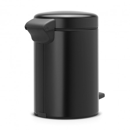 Κάδος με πεντάλ Brabantia NewIcon 649001, 3 L, Ομαλό κλείσιμο, Αντιολισθητική βάση, Μαύρο