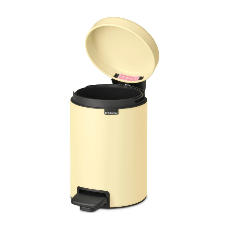 Κάδος απορριμμάτων με πεντάλ Brabantia NewIcon 1008836, 3 L, Ομαλό κλείσιμο, Αντιολισθητική βάση, Κίτρινο