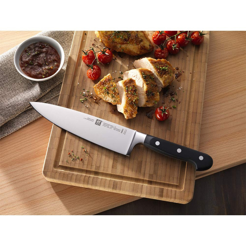 Επαγγελματικό μαχαίρι σεφ Zwilling Professional S 31021201, 20cm, Ανοξείδωτο ατσάλι 18/10, σφυρήλατα λεπίδες Sigmaforge, σκλήρυνση πάγου Friodur, Ασημί/Μαύρο