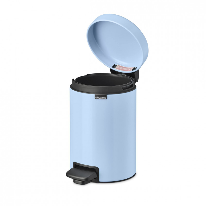 Κάδος απορριμμάτων με πεντάλ Brabantia NewIcon 1005524, 3 L, Ομαλό κλείσιμο, Αντιολισθητική βάση, Γαλάζιο