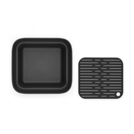 Λεκάνη πλύσης και αποστράγγισης Brabantia 1003315, 16,1 x 37,4 x 34,4 cm, Ασφαλής για πιάτα με αντικολλητική επίστρωση, Σκούρο γκρι