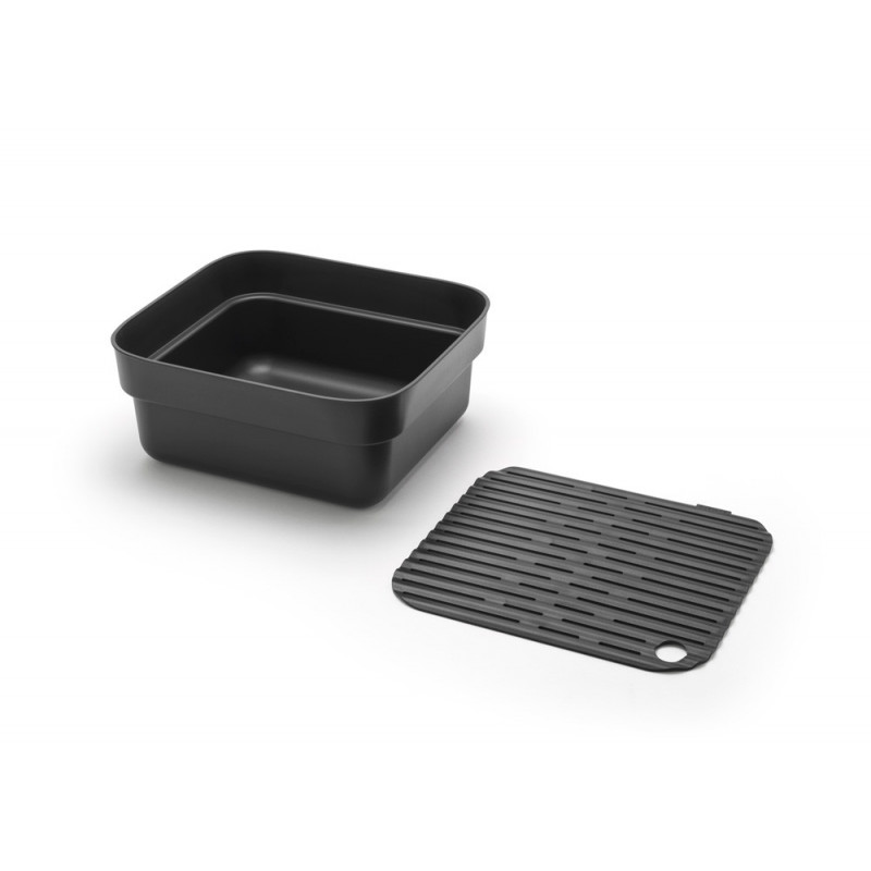 Λεκάνη πλύσης και αποστράγγισης Brabantia 1003315, 16,1 x 37,4 x 34,4 cm, Ασφαλής για πιάτα με αντικολλητική επίστρωση, Σκούρο γκρι