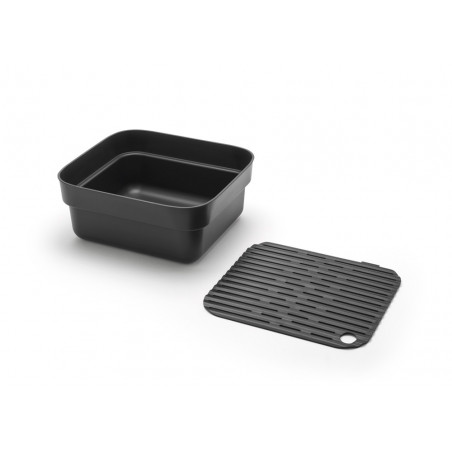 Λεκάνη πλύσης και αποστράγγισης Brabantia 1003315, 16,1 x 37,4 x 34,4 cm, Ασφαλής για πιάτα με αντικολλητική επίστρωση, Σκούρο γκρι