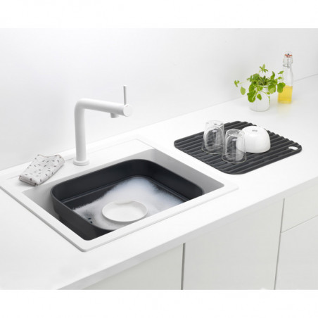 Λεκάνη πλύσης και αποστράγγισης Brabantia 1003315, 16,1 x 37,4 x 34,4 cm, Ασφαλής για πιάτα με αντικολλητική επίστρωση, Σκούρο γκρι