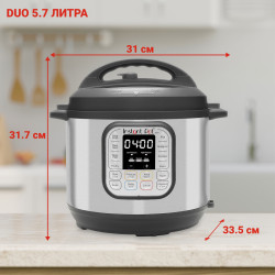 Πολυμάγειρας Instant Pot DUO 6 112018201, 1000W, 5.7l, 13 προγράμματα, 7 λειτουργίες, σύστημα ασφαλείας, ασημί/μαύρο