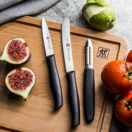 Σετ κοπής και αποφλοίωσης Zwilling TWIN Grip 38738000, 3 τεμάχια, Ανοξείδωτο ατσάλι 18/10, Λεπίδες με σκλήρυνση πάγου FRIODUR, ανθεκτικές στη διάβρωση, Ασημί/Μαύρο