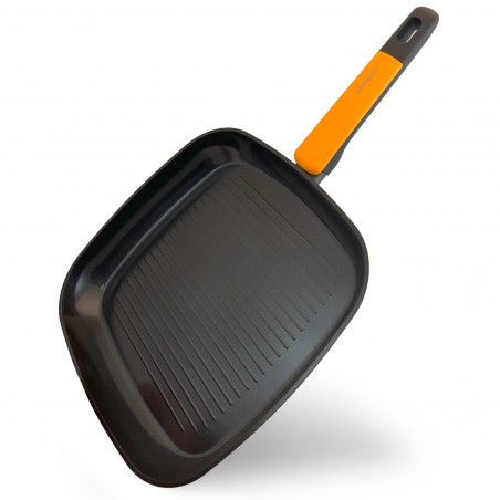 Τηγάνι γκριλ Fackelmann Soft Collection 688623, 28x4 cm, Επαγωγή και φούρνος, Μαλακή λαβή, Μαύρο