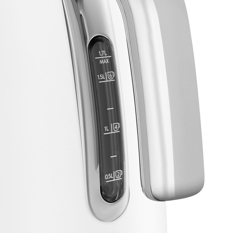 Ηλεκτρικός βραστήρας SMEG KLF03WHEU, 2400W, 1.7 l, Ανοξείδωτο, Πλένεται το φίλτρο, Αυτόματη απενεργοποίηση, Λευκό