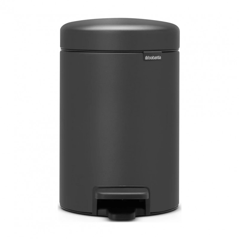 Κάδος απορριμμάτων με πεντάλ Brabantia NewIcon 1001102, 3 L, Ομαλό κλείσιμο, Αντιολισθητική βάση, Ορυκτή επίστρωση, Σκούρο γκρι