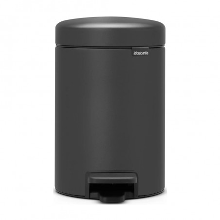 Κάδος απορριμμάτων με πεντάλ Brabantia NewIcon 1001102, 3 L, Ομαλό κλείσιμο, Αντιολισθητική βάση, Ορυκτή επίστρωση, Σκούρο γκρι