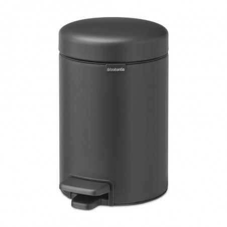 Κάδος απορριμμάτων με πεντάλ Brabantia NewIcon 1001102, 3 L, Ομαλό κλείσιμο, Αντιολισθητική βάση, Ορυκτή επίστρωση, Σκούρο γκρι