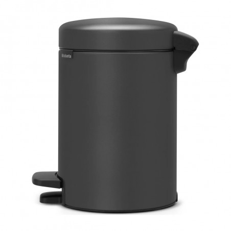 Κάδος απορριμμάτων με πεντάλ Brabantia NewIcon 1001102, 3 L, Ομαλό κλείσιμο, Αντιολισθητική βάση, Ορυκτή επίστρωση, Σκούρο γκρι