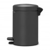 Κάδος απορριμμάτων με πεντάλ Brabantia NewIcon 1001102, 3 L, Ομαλό κλείσιμο, Αντιολισθητική βάση, Ορυκτή επίστρωση, Σκούρο γκρι