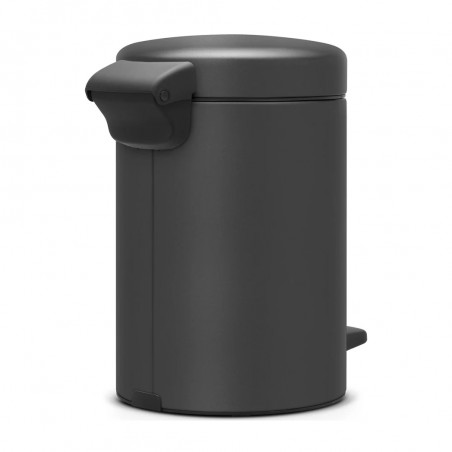 Κάδος απορριμμάτων με πεντάλ Brabantia NewIcon 1001102, 3 L, Ομαλό κλείσιμο, Αντιολισθητική βάση, Ορυκτή επίστρωση, Σκούρο γκρι