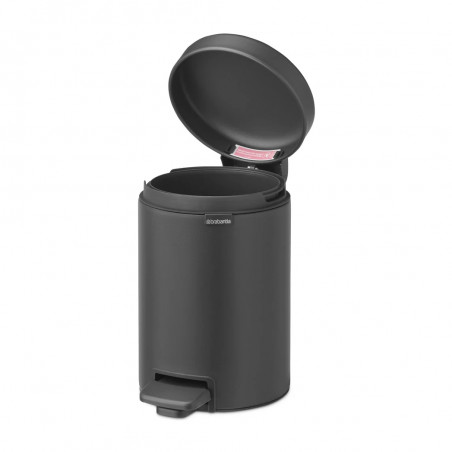 Κάδος απορριμμάτων με πεντάλ Brabantia NewIcon 1001102, 3 L, Ομαλό κλείσιμο, Αντιολισθητική βάση, Ορυκτή επίστρωση, Σκούρο γκρι