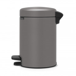 Κάδος απορριμμάτων με πεντάλ Brabantia NewIcon 1001096, 3 L, Ομαλό κλείσιμο, Αντιολισθητική βάση, Ορυκτή επίστρωση, Γκρι
