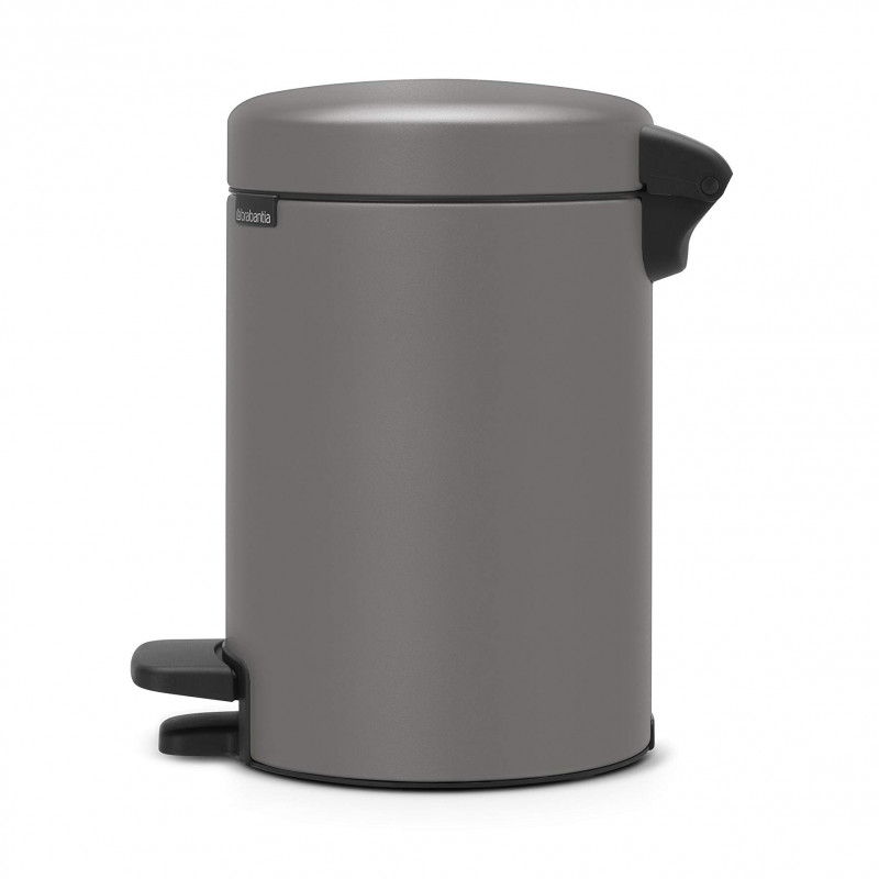 Κάδος απορριμμάτων με πεντάλ Brabantia NewIcon 1001096, 3 L, Ομαλό κλείσιμο, Αντιολισθητική βάση, Ορυκτή επίστρωση, Γκρι