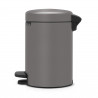 Κάδος απορριμμάτων με πεντάλ Brabantia NewIcon 1001096, 3 L, Ομαλό κλείσιμο, Αντιολισθητική βάση, Ορυκτή επίστρωση, Γκρι