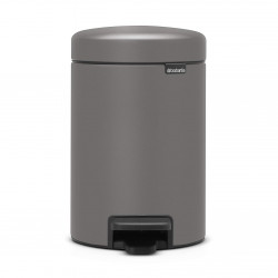Κάδος απορριμμάτων με πεντάλ Brabantia NewIcon 1001096, 3 L, Ομαλό κλείσιμο, Αντιολισθητική βάση, Ορυκτή επίστρωση, Γκρι