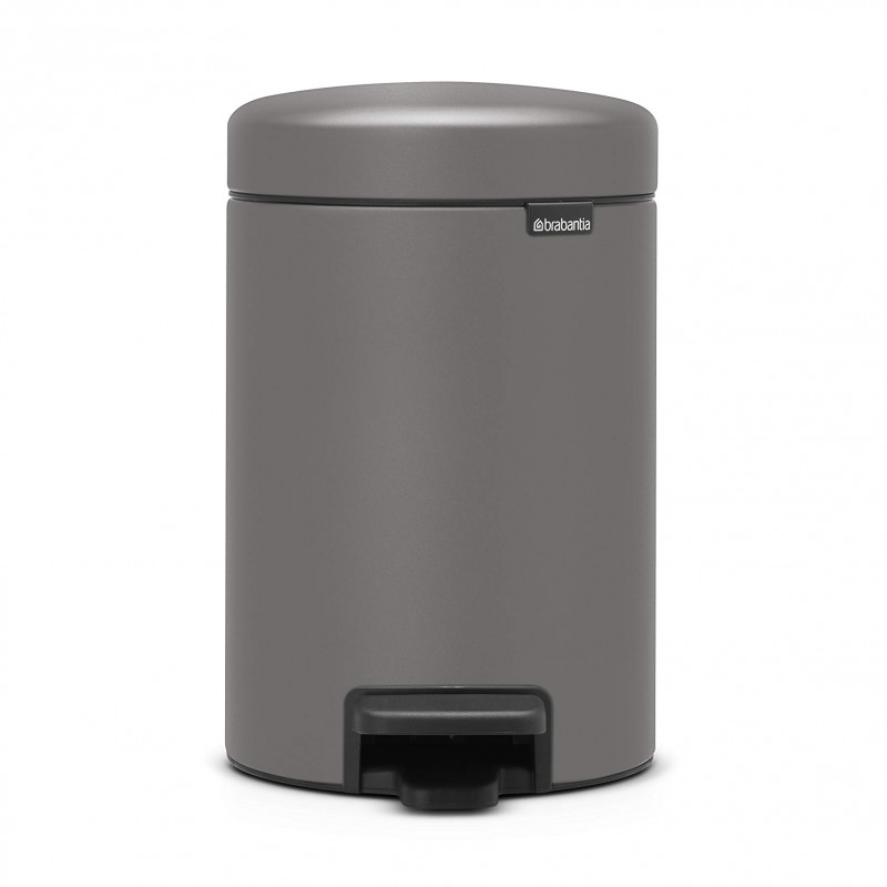 Κάδος απορριμμάτων με πεντάλ Brabantia NewIcon 1001096, 3 L, Ομαλό κλείσιμο, Αντιολισθητική βάση, Ορυκτή επίστρωση, Γκρι
