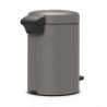 Κάδος απορριμμάτων με πεντάλ Brabantia NewIcon 1001096, 3 L, Ομαλό κλείσιμο, Αντιολισθητική βάση, Ορυκτή επίστρωση, Γκρι