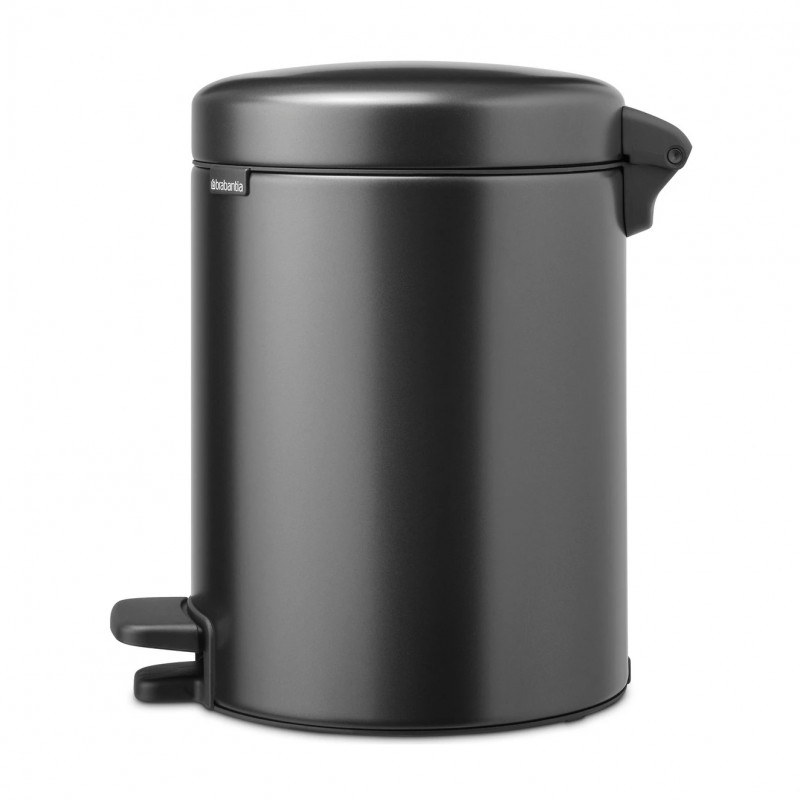 Κάδος απορριμμάτων με πεντάλ Brabantia NewIcon 1008838, 5 L, Ομαλό κλείσιμο, Αντιολισθητική βάση, Σκούρο γκρι